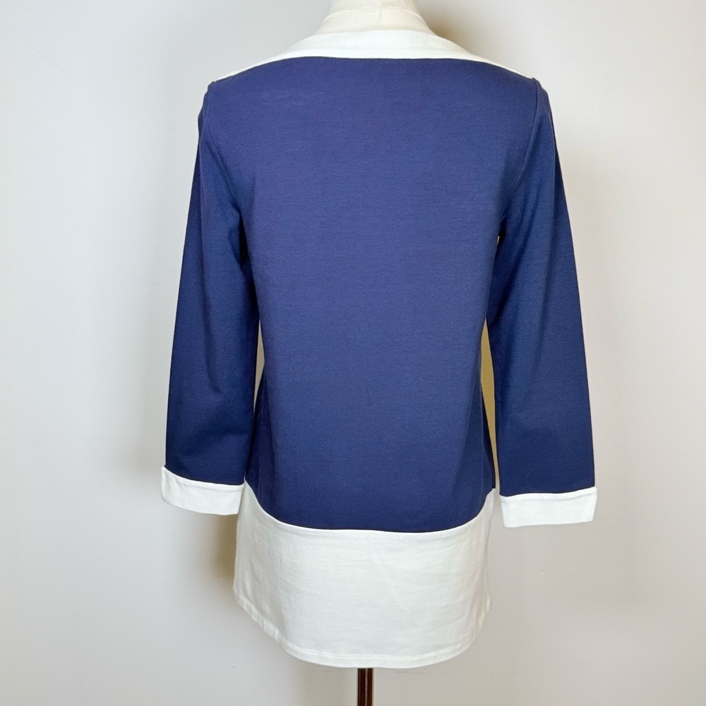 Kate Spade ‘Mazie’ Cotton Tunic Top Navy White Boatneck Women’s Size Small - Picture 7 of 11
